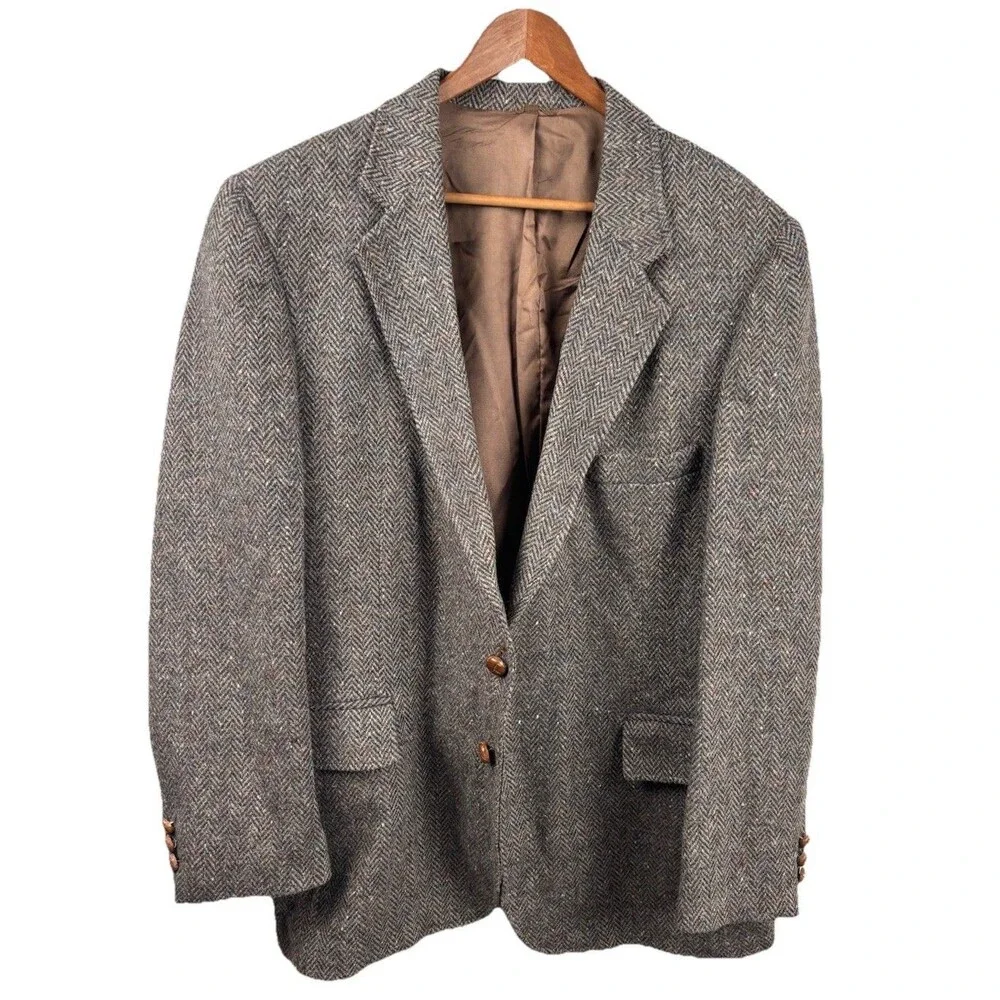 Vintage Levi Strauss Blazer Jacket Men 44R Wool Tweed Sport Coat Herringbone